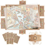 BuilderButler 2000 Pieces Rotating Puzzle Board with 6 Drawers,40.16"x28.5" Portable Wooden Jigsaw Puzzle Table with Lazy Susan Spinning Cover for Adults by Unknown