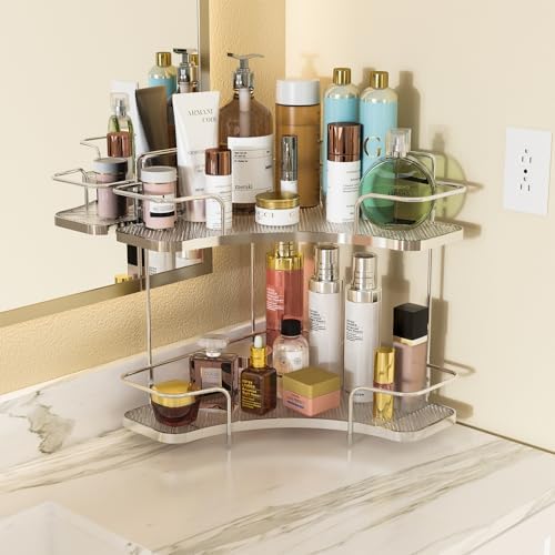 FOLLOWIN 2 Tier Bathroom Organizer Countertop Corner, Makeup Organizer - Image 2