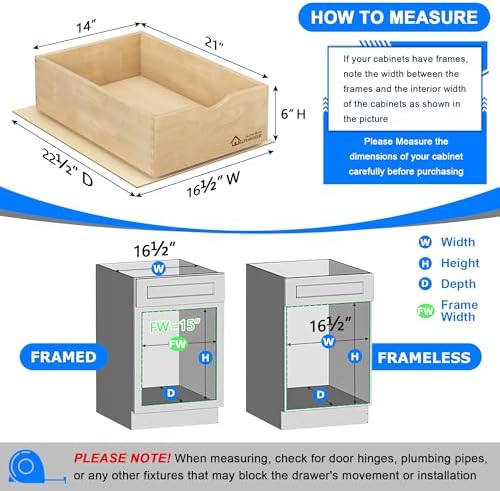 WelFurGeer Premium Birchwood Pull-Out Cabinet Drawers, 14" W x 21" D Pull Out Cabinet Organizer, Soft Close Slide-Out Shelves for Kitchen Cabinets, Heavy-Duty Cabinet Organizer for Home & Kitchen - Image 5