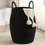 Extra Large Laundry Hamper Basket 105L Woven Blanket Basket, Black by Fionasmagic