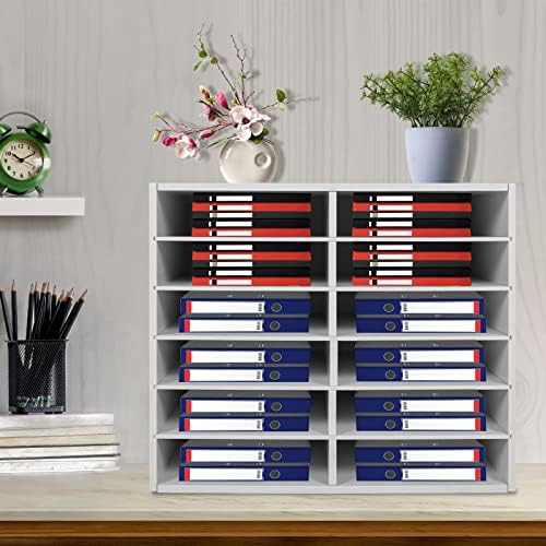Literature Organizer, 12 Slots Compartments Mail Organizer, Literature Organizers for Office, Paper Shelves Classroom Mailbox, for Office Home School (White) - Image 4