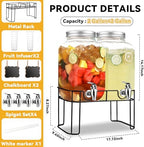 2 Gallon Glass Drink Dispensers For Parties，Lemonade Beverage Dispenser With Stand And Spigot For BBQ, Picnic, Party,Laundry Detergent Dispenser - Image 4