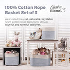 CHAT BLANC Cotton Rope Baskets for Organizing | Storage Baskets for Shelves | Rope Basket for Storage, Small Laundry Baskets, Woven Baskets for Storage, Dog Toy Bin, Baby Basket,Off White &Gray 3 Pack - Image 5