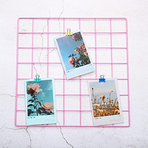 PATIKIL 14"x14" Wire Grid Panel, 2 Pack Wall Grid Decorative Panels Board Photo Pictures Display Decor Hanging Organizer for Home Office, Pink - Image 4