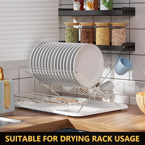 Collapsible Cup Drying Rack, Space Saving Foldable Stainless Steel(304) Mug Holder for Kitchen Counter,Compact 5-Glass Cup Rack Metal 3-Tier Large Capacity - Image 4