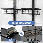 Extra Large Shower Caddy Hanging, Rust-Resistant Shower Organizer Hanging, 3 Tier Height-Adjustable Over the Head Caddy, Rack with Soap Basket (Black) - Image 5