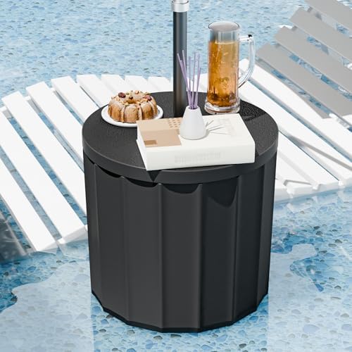Outdoor Umbrella Table, Side Table Umbrella Stand, 2 Pack, Black - Image 6