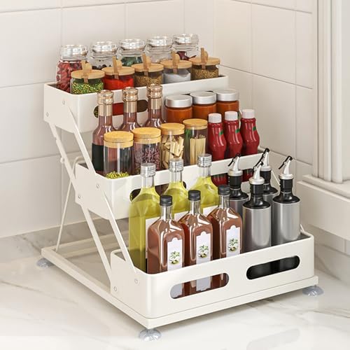Ceetug 3 Tier Foldable Spice Rack, White by ceetug