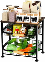 Fruit Vegetable Basket for Kitchen,3 Tier Pantry Organizers and Storage,Snack Organizer for Countertop,Pantry Cart,Metal Wire Storage Shelf Organizer Baskets for Kitchen, Pantry, Bathroom by Unknown