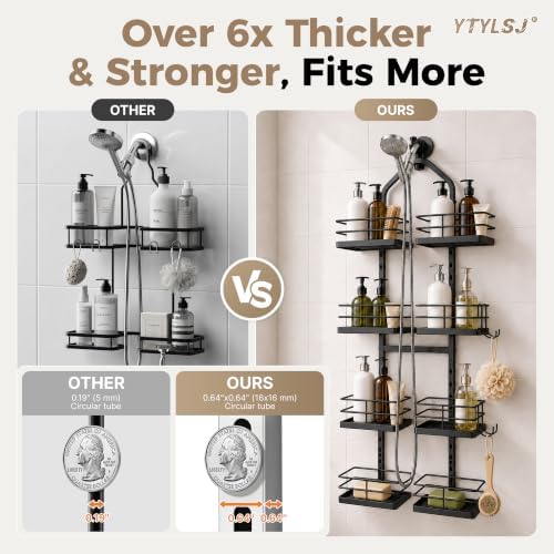 4-Tier Hanging Shower Caddy for Handheld Showerhead, Matte Black - Image 5