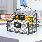 MyGift Black Mail Organizer, 2 Compartment Desk File Holder with Labels - Image 3