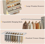 Closet System, 4-8 FT Closet Organizer with 3 Wood Drawers & Glass Top, Oak - Image 6