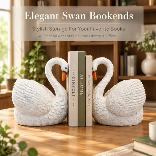 Swan Book Ends Decorative Bookends for Shelves, Elegant Swan Bookends for Bookshelf Decor, Animal Decorative Book Stoppers for Home Office - Image 5
