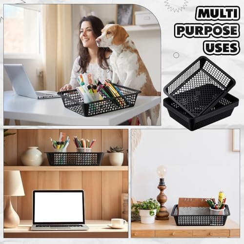 16 Pack Paper Basket,Black,14 X 10 X 3 Inch,Classic - Image 4