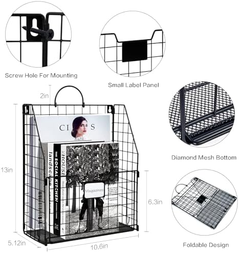 DILIBRA 4 Packs Hanging Wall File Organizer, Foldable Magazine File Holder - Image 3