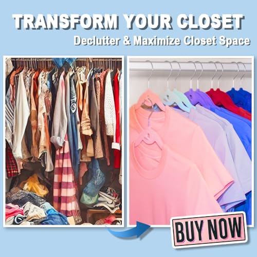 Multi-Color Premium Velvet Hangers with Mini Hooks, Pack of 50, Non Slip, Space Saving Cascading Clothes Hangers, 5 Colors, Pink, Lavender, Navy Blue, Red Burgundy and Mint Green - Image 7