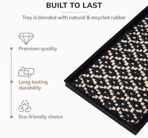 Anji Mountain Heavy Duty Waterproof Rubber Shoe Storage Mat Organizer/Boot Storage Multi Use for Entryway with Coir, Black and Ivory Insert, Fits 4 Pair (46.5" Wide) - Image 3