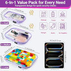 YQBRAO Clear Hard Shell Zipper Cases, 6 Multi-Size Organizers, Purple - Image 4