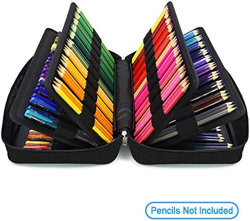 YOUSHARES Big Capacity Colored Pencil Case - 300 Slots large Pen Case Organizer with Multilayer Holder for Prismacolor Colored Pencils & Gel Pen (Black) - Image 3