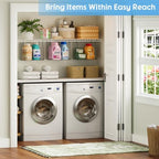 3-Pack Extra-Tall 13.6'' Hanging Laundry Basket Organizer, Foldable Wire Shelf with 360° Rotating Hooks & Reinforced Height - Durable Space-Saving Laundry Room & Closet Organizer, Black Patent - Image 6