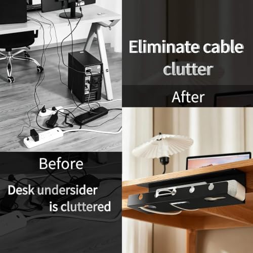 Ovanmexis Under Desk Cable Management Tray, 2-Pack, Black - Image 5
