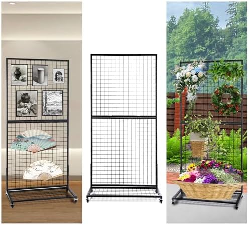 NectaCol Grid Wall Panels, 2 Packs 3'x 6' Gridwall Display Stand with a Base Plate, Black Wire Grid Wall Display Rack, Craft Show Display Grid,Retail Display Stand - Image 6