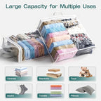 10PACK Clear Zippered Storage Bags for Clothes, 22L Plastic Clothes and Under-Bed Storage Organizers, Blanket Storage Bags for Bedding, Linen, Blankets, Comforters, Clothing & Toys (White) - Image 3