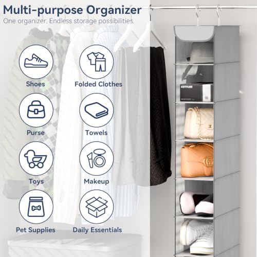 Whitmor Hanging Shoe Organizer, 8 Shelves-Hanging Closet Organizer, Hanging Shoe Rack for Small Closet, Hanging Shelves for Storage Shoes Clothes 11.5" D x 5.5" W x 41" H, Gray - Image 5
