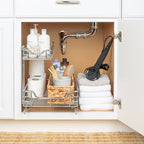 Household Essentials Glidez 2‑Tier Multipurpose Chrome‑Plated Steel Pull‑Out/Slide‑Out Under Sink Organizer, Chrome Finish - Image 2