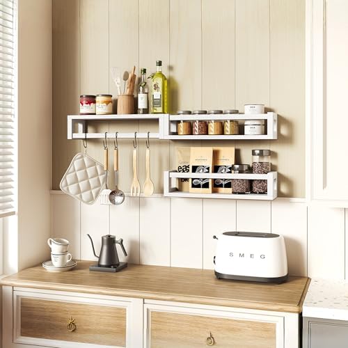 3 Pack Solid Wood Floating Shelves for Wall, Nursery Bookshelf, White - Image 6