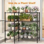 Homdox 4-Tier Adjustable Metal Storage Shelves, Space-Saving Corner Rack for Kitchen, Pantry, Office, Garage, Books & Plants, 18"x72"x60", Black - Image 5