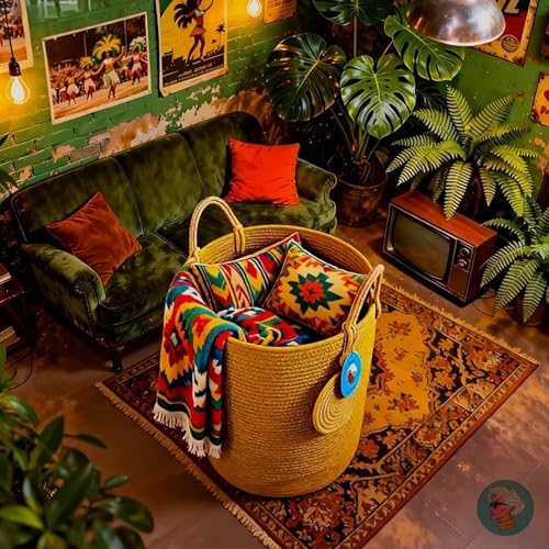 Modern Granny Extra Large Cotton Rope Laundry Hamper 16x22 Inch Dual Secure Woven Handle for Living Room Closet Clothes Blanket Organization - Image 6