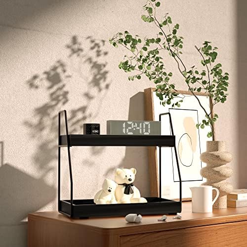 ZGO 2-Tier Modern Bathroom Counter Organizer, Wooden Sink Organizer Shelf for Vanity Storage, Makeup Bedroom Corner (Black Frame, 2 Shelves) - Image 5