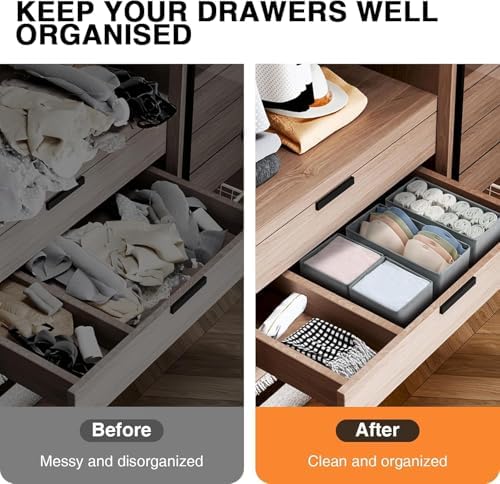 DIMJ Drawer Organizer Clothes 18 Pack - Foldable Baby Organizers and Storage & Dresser Organizer for Bedroom, Closet - Nursery Organization Dresser Dividers for underwear, Sock,Bra, Belt, Tie, Gray - Image 4