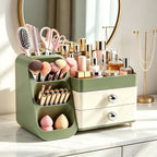 Large Capacity Makeup Organizer Countertop with Makeup Brush Holder for Vanity, Thickened Material(Green) - Image 5