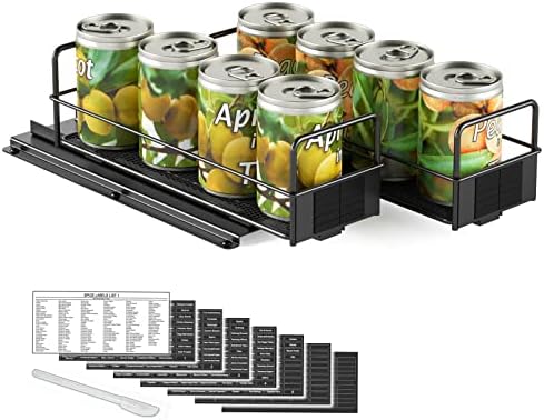SpaceAid Pull Out Spice Rack Organizer for Cabinet, Heavy Duty Slide Out Seasoning Kitchen Organizer, Cabinet Organizer, with Labels, 7.7" W x10.8 D x4 H, 2 Drawers 1-Tier by SpaceAid