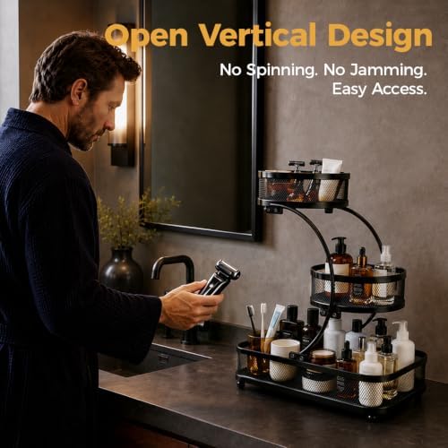 Cologne Organizer for Men- 3 Tier Bathroom Counter Organizer, Metal Cologne Stand, Mens Organizer for Bathroom & Bedroom, Room Decor, Anniversary Birthday Gifts for Men, Dad, Husband, Boyfriend - Image 4