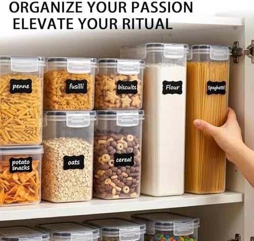 36 PCS Airtight Food Storage Containers with Lids, Plastic Kitchen and Organization Canisters for Cereal, Dry Food, Flour and Sugar, BPA-Free, PVC-Free, Includes Labels & Marker - Image 6