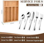 40 Piece Silverware Set with Drawer Organizer for 8, Heavy Duty Stainless Steel Flatware Cutlery Set, Fork Spoon Knife Set with Kitchen Essentials Organizer, Rust-proof, Dishwasher Safe - Image 2