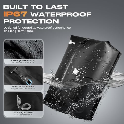 Vacuum Bags for Travel with Wireless Pump, IP67 Waterproof, Reusable Space Saver Travel Essentials Compression Bags for Backpack, Suitcase, Home Storage(3 Pack + Pump) - Image 5