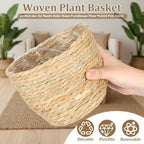 AceOrbit 12 Pcs Wicker Plant Basket Bulk with Liners Woven Planter Baskets Bulk for Indoor Outdoor Seagrass Plants Woven Wicker Baskets for Flower Pots Cover and Room Decor (Medium,Rustic) - Image 5