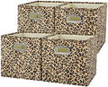 ANMINY Leopard Cheetah Print Storage Cubes Bins, Velvet, Brown, 11Inch 4PCS by ANMINY