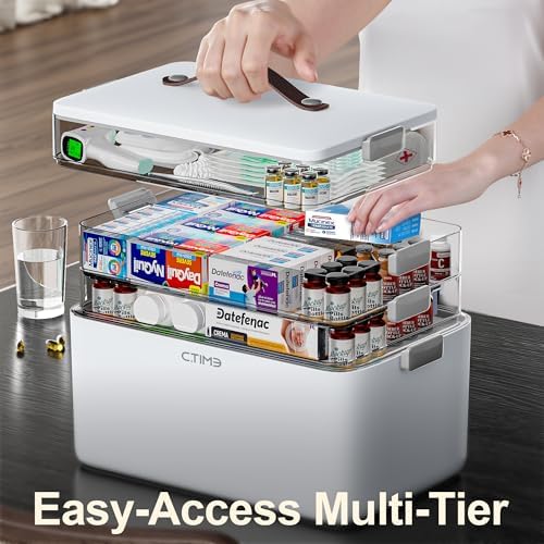 CTIME 4-Tier Medicine Organizer - Portable Medicine Cabinet with Handle - Image 3