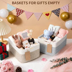 Goodpick 4 Pack Storage Baskets for Organizing Shelves, Light Brown & White - Image 5