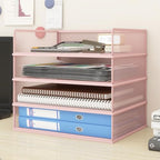 Natwind 4-Tier Stackable Metal Mesh Letter Paper Tray Organizer,Pink by Natwind