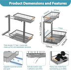 Liuoud Under Sink Organizer 2 Pack, 2 Tier Slide Out Large Capacity Height Adjustable Under Sink Organizers and Storage for Kitchen Bathroom Cabinet, Grey - Image 6