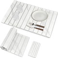 2 PCS Extra Large Stone Dish Drying Mat for Kitchen Counter, Foldable Quick Drying Dish Mats, Super Absorbent Drying Pad, Kitchen Counter Mats for Cups, Dishes, Bottles (White Marble 28"×16" & 8"x4") by Unknown