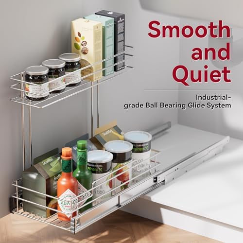 Under Sink Organizer 9" W X17 D, Pull Out Cabinet Organizer 2 Tier - Image 5