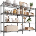 Homdox 4-Tier Adjustable Metal Storage Shelves, Space-Saving Corner Rack for Kitchen, Pantry, Office, Garage, Books & Plants, 18"x72"x60", Black by HOMDOX