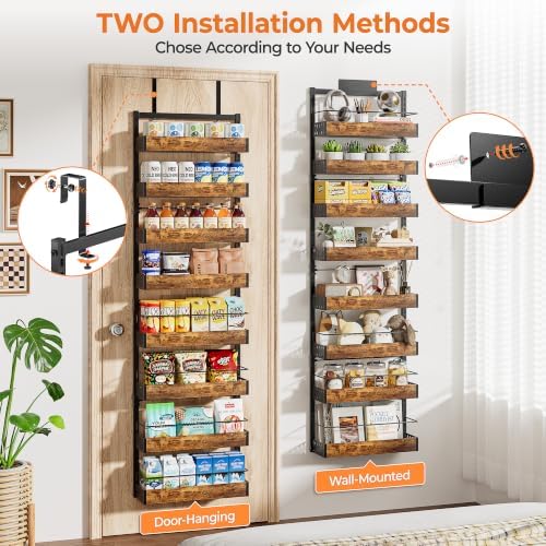 8 Tier Pantry Door Organizer Storage Spice Rack Adjustable Basket 73.35"H - Image 6